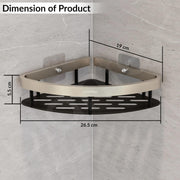 Plantex Self Adhesive Corner Shelf for Bathroom Wall/Aluminium & Stainless Steel Corner Rack/Storage Organizer/Bathroom Accessories Set- Pack of 4 (8 x 8 inch, Satin & Black)