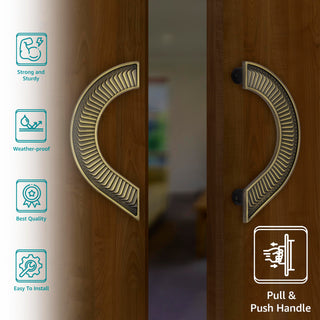 Plantex Heavy Duty 8-Inch Round Shape Main Door Handle - Pull Push Handle for Home Decor - Pack of 1 (321-Brass Antique Finish) - 3 Years Warranty