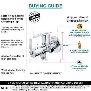 Plantex AQ-1408 Pure Brass 2-Way Angle Valve Tap/Angle Cock for Bathroom/Stop Cock With Brass Wall Flange & Teflon Tape (Mirror-Chrome Finish)