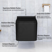 Plantex Platinum Ceramic Rim Wall Hung Western Toilet/P Trap Western Commode with Soft Close Seat Cover/ Commode with Washdown Flush - (Black-M)
