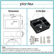 Plantex Ceramic Wall Hung Wash Basin for Bathroom/Square Tabletop Basin/Bathroom Hand Wash Sink/Wall Mount Washbasin for Restaurant/Hotel (Black- 13x11.5x5 Inch)