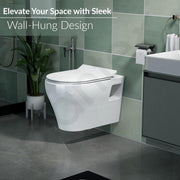 Plantex Ceramic Commode for Toilet/Rim Washdown Western Commode/P Trap Wall Hung Toilet for Bathroom with Soft Close Seat Cover - (White)