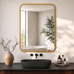 Plantex Aluminium Frame Mirror for Wall/Rectangle Wall Mount Mirror for Bedroom/Dressing Room/Living Room/Entryway - (18x24 Inch-Gold)