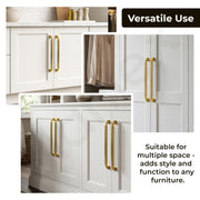 Plantex Aluminium Cabinet Handle/288mm Wardrobe Handle for Home/Cupboard Door Pull-Push Handles for Office - Pack of 2 (Brass Antique & Gold)