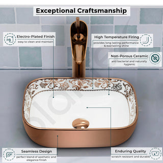 Plantex Ceramic Basin for Bathroom/Table Top Ceramic Wash Basin/Washbasin for Bathroom (14 x 10 x 5 Inch)