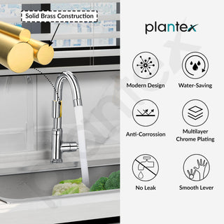 Plantex Pure Brass Sink Tap for Wash Basin with 360° Swivel Spout/Kitchen Sink Tap with Water Saving Aerator/Water Tap- 7 Year Warranty by Plantex (COL-1012-Chrome)