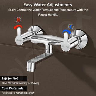 Plantex Non-Telephonic Wall Mixer Tap for Bathroom with Brass Wall Flange and Teflon Tape/Mixer Tap for Bathroom with Water Saving Aerator-(FLO-816, Chrome)