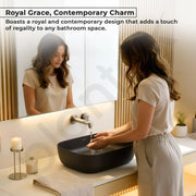 Plantex Wash Basin for Bathroom/Ceramic Basin/Rectangle Tabletop Basin/Wash Basin for Home/Restaurant (18 x 13 x 5 Inch - Charcoal Black)