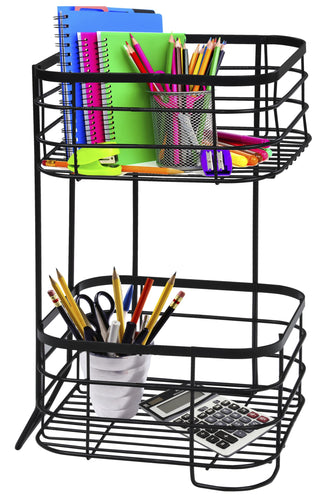Plantex Heavy Steel Multipurpose Bathroom Corner Shelf/Storage Rack/Organizer For Living Room/Kitchen/Bathroom Accessories - Countertop (Black, Powder Coated)