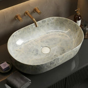 Plantex Tabletop Wash Basin for Bathroom/Designer Ceramic hand Wash Sink/Oval Countertop Wash Basin for Home/Office/hotel (22 x 13.5 x 6 Inch)