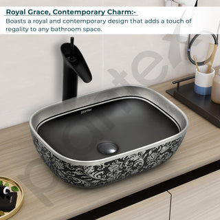 Plantex Wash Basin for Bathroom/Ceramic Table Top Washbasin/Countertop Vessel Sink Basin - Indo-European Collection (EQTT-521,18 x13x 5 Inch)