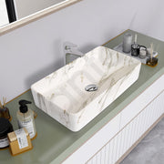 Plantex Wash Basin for Bathroom/Ceramic Tabletop WashBasin/Sink/Basin for Bathroom/Restaurant, Hotel (Marble Finish, 24 x 13 x 5 Inch)