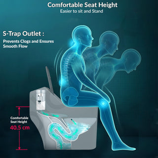 Plantex Imported Ceramic Commode/Rimless Siphonic Western Toilet/S Trap Floor Mounted Commode with Soft Close Toilet Seat Cover (Matt Grey)