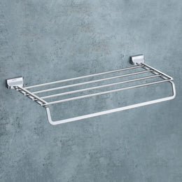 Plantex Brass 24 Inch Towel Rack for Bathroom/Towel Holder/Towel Stand/Towel Bar/Bathroom Accessories (Silver - Chrome)