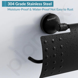 Plantex 304 Grade Stainless Steel Tissue/Toilet Paper Roll Holder Stand for washroom Bathroom Accessories - Pack of 1 Niko (Black)