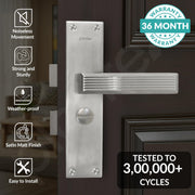 Plantex Stainless Steel Door Lock Bathroom Door Lock/Mortise 8inch Keyless Plate Handle Set for Home/Bathroom/Store Room/Balcony/Office - Pack of 1 (DTM-661, Matt)