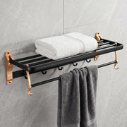 Plantex Towel Rack for Bathroom/Aluminium Towel Holder/24inch Towel Hanger/Bathroom Accessories - Pack of 1 (Black & Gold)