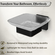 Plantex Stainless Steel Glass Soap Dish for Bathroom/Soap Holder/Soap Case/Soap Stand for Kitchen/Bathroom Accessories - Aqua (Black)