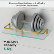 Plantex Heavy Duty Glass Shelf for Bathroom/Kitchen Storage Shelf Wall Mounted/Living Room Frosted Glass Shelf, (Brass Antique Finish - 12x6 Inches - Pack of 3)