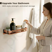 Plantex PVD Rose Gold Bathroom Shelf Rack/Bathroom Wall Shelf/Bathroom Organizer/Living Room Wall Organiser/Kitchen Rack Wall Mounted (12x5 Inches, Stainless Steel)