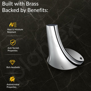 Plantex Smero Pure Brass Made Hooks for Hanging Clothes and Towel in Bathroom/Robe Hook/Hanger for Living Room - Craft (Chrome)