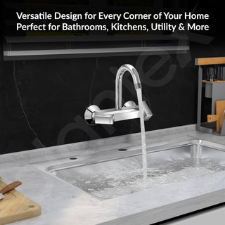 Plantex Pure Brass Sink Mixer Tap for Kitchen with 360° Swivel Spout/Kitchen Sink Faucet with Brass Wall Flange & Teflon Tape-7 Year Warranty(PRI-314-Chrome)