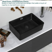 Plantex Basin for Bathroom/Ceramic Washbasin/Rectangle Table Top Wash Basin/Counter Top Basin for Home/Hotel - (Matt Black)