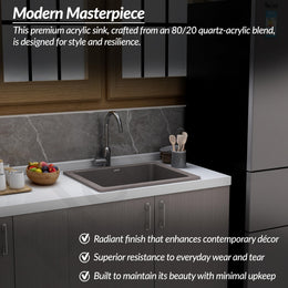 Plantex Quartz Acrylic Kitchen Sink/Undermount Sink for Kitchen with 10 Years Warranty by Plantex/Granite Single Bowl Kitchen Sinks with Coupling (Con-24x18 Inches)