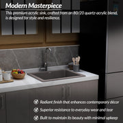 Plantex Quartz Acrylic Kitchen Sink/Undermount Sink for Kitchen with 10 Years Warranty by Plantex/Granite Single Bowl Kitchen Sinks with Coupling (Con-24x18 Inches)