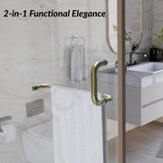 Plantex Stainless Steel Towel Bar Combination/Shower Door Handle/Towel Holder for Glass Shower Door and Bath Door Pull Handle - Pack of 1 (Brass Antique)