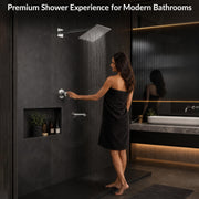 Plantex Shower Combo Set for Bathroom/Brass Single Knob Diverter/Bath Tub Spout/8x8 Inch Ultra Slim Overhead Shower/12-Inch Shower Arm - Chrome