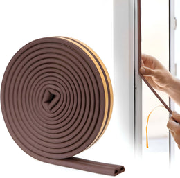 Plantex Window Seal Tape for Perimeter/Door Strip/DIY 3M Self Adhesive/Soundproof & Weatherproof Strip - Pack of 1 (D Shape, 18Feet, Brown)