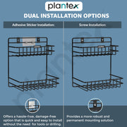 Plantex Self Adhesive Detergent Rack/GI Steel Bathroom Multipurpose Detergent Holder/Bathroom Shelf/Storage Rack/Bathroom Accessories (Powder Coated)