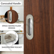 Plantex Sliding Door Handle/Concealed Handle for Sliding Door/96mm Concealed Handle for Wardrobe/Kitchen Cabinet - Pack of 2 (Satin)