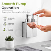 Plantex Double Liquid Soap Dispenser for Bathroom/304 Grade Stainless Steel Shampoo Dispenser/Body Soap Dispense/Bathroom Accessories - Pack of 1 (Regent, Chrome)