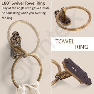 Plantex Aluminium Antique Towel Ring/Napkin Holder/Towel Hanger/Bathroom Accessories (Brass-Antique Finish)