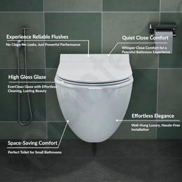 Plantex Platinum Ceramic Commode for Toilet/Rimless Wall Hung Western Toilet/Bathroom Commode With Soft Closing Toilet Seat - P Trap (White)