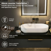 Plantex Platinum Ceramic Wash Basin/Basin for Bathroom/Tabletop Wash Basin/Bathroom Basin with 10 Years Glaze Warranty by Plantex (White, 28 x 14 x 6 Inch)