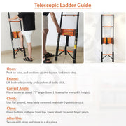 Plantex 3.9m (12.79 ft.) Telescopic Ladder/Carbon Steel 10-Steps Portable & Compact Ladder/Foldable Multipurpose Collapsible Ladder for Home & Outdoor Use - (Orange)