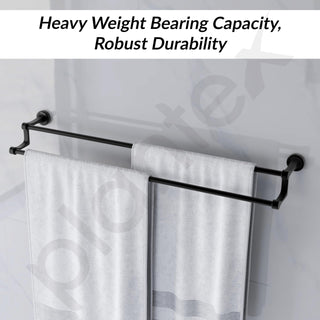 Plantex Premium Aluminium Dual Towel Rod/Bathroom Towel Holder/Towel Hanger/Towel Stand/Bathroom Accessories (24 inch) Black Finish