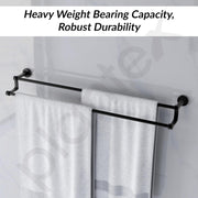 Plantex Premium Aluminium Dual Towel Rod/Bathroom Towel Holder/Towel Hanger/Towel Stand/Bathroom Accessories (24 inch) Black Finish