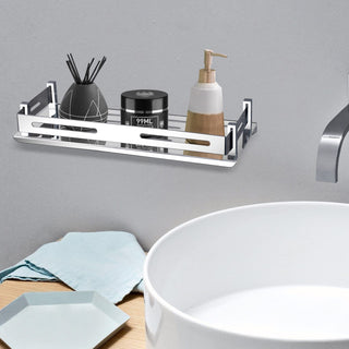 Plantex Wall Mounted Shelf for Bathroom/Stainless Steel Bathroom Shelf for Wall/Kitchen/Living Room with Railings/Bathroom Accessories Holder (12x5 inches, Chrome)