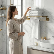 Plantex 304 Grade Stainless Steel Towel Rack/Towel Holder for Bathroom/Towel Hanger/Stand/Bathroom Accessories Set - Squaro (Brass Antique Finish)