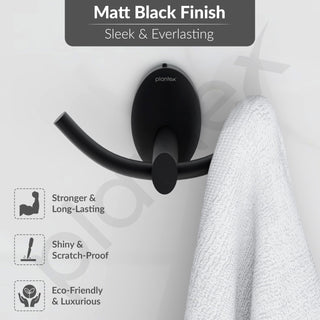 Plantex 304 Grade Stainless Steel Robe Hook for Hanging Clothes/Towel Hanger/Hooks for Bathroom/Living Room/Bathroom Accessories - Oreva (Black)