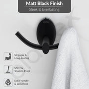 Plantex 304 Grade Stainless Steel Robe Hook for Hanging Clothes/Towel Hanger/Hooks for Bathroom/Living Room/Bathroom Accessories - Oreva (Black)