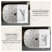Plantex Basin for Bathroom/Ceramic Table Top Basin/Counter Top Wash Basin - (Alpha -NS-108, Marble Finish, 18 x 13 x 5.5 Inch)