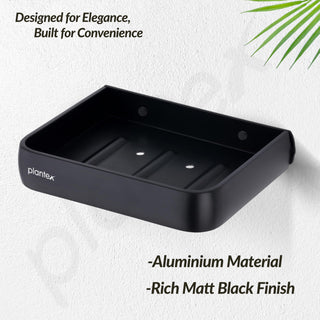 Plantex Aluminium Soap Holder for Bathroom/Soap Case/Soap Stand/Bathroom Accessories - Pack of 1 (1504, Black)