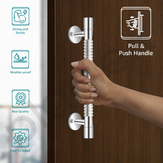 Plantex Main Door Handle/8 Inch Pooja Room Pull Push Handle/Door Handle for Main Door - Pack of 2 (S-141,Chrome) - 3 Years Warranty