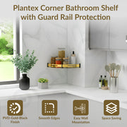 Plantex Bathroom Corner Rack for Wall/Stainless Steel Shelf for Bathroom Corner with Railings/Bathroom Accessories Holder (12x12 inches, PVD Gold & Black)