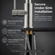 Plantex 304 Stainless Steel Pull-Down Kitchen Sink Tap/Sink Tap for Kitchen Basin with 360⁰ Swivel Spout/Kitchen Sink Faucet - (1062, Matt)